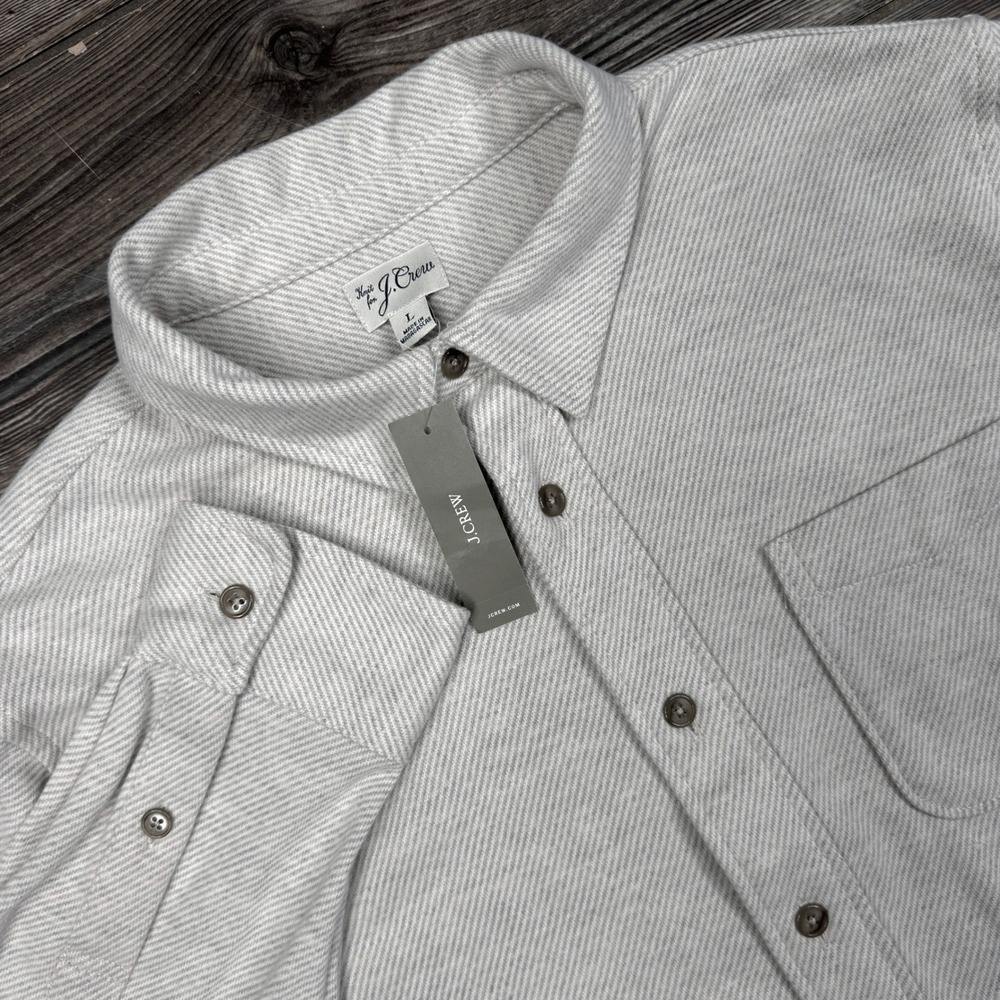 J.Crew Mens LARGE Lightweight Seaboard Soft Knit Shirt Oatmeal Heather CM237 NWT